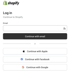 shopify admin login