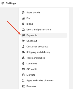 shopify payments settings